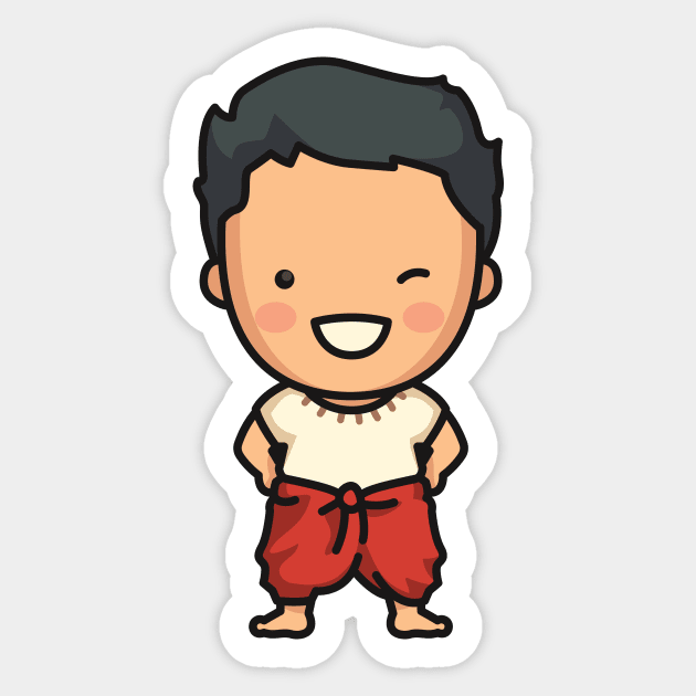 Cute Thai Man in Traditional Clothing Cartoon Sticker by SLAG_Creative